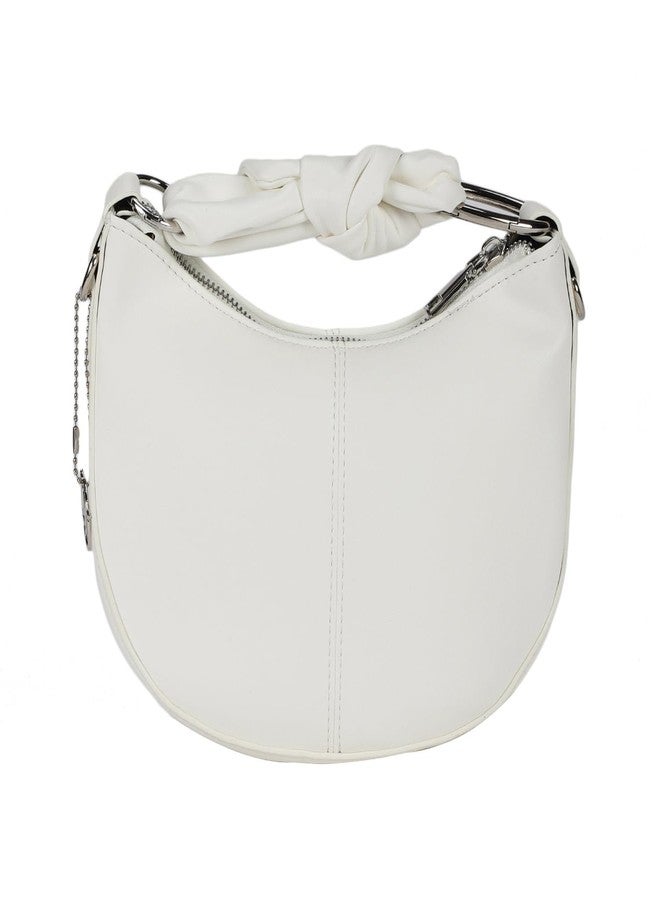MONROW White Solid Sling Bag with Detachable Sling Strap And Drawstring Closure for Women Casual Use - Image 3